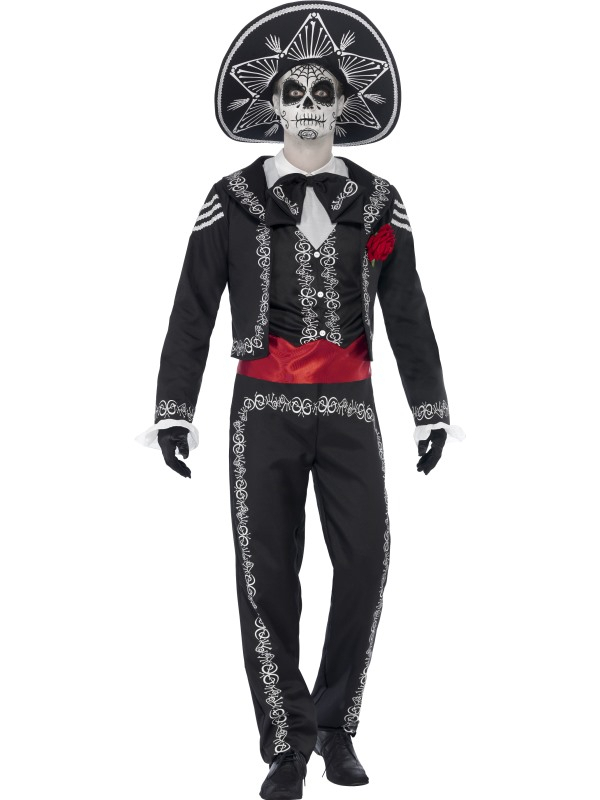 Zwart Day Of The Dead Senor Bones Man Kostuum