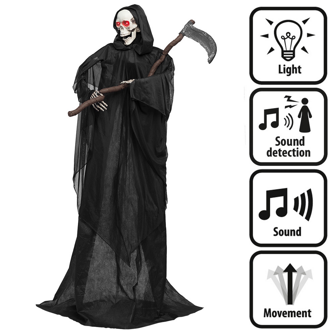 Staande Decoratie Grim Reaper Met Licht En Geluid