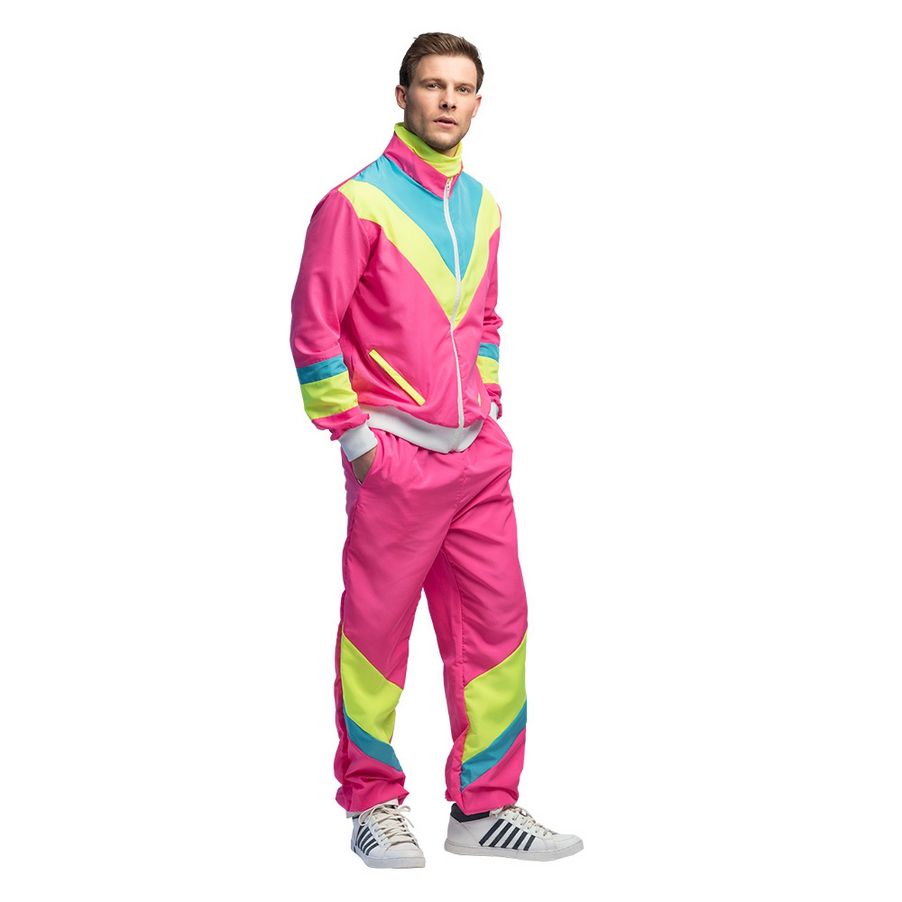 Trainingspak Retro Dude Neonroze Man Kostuum