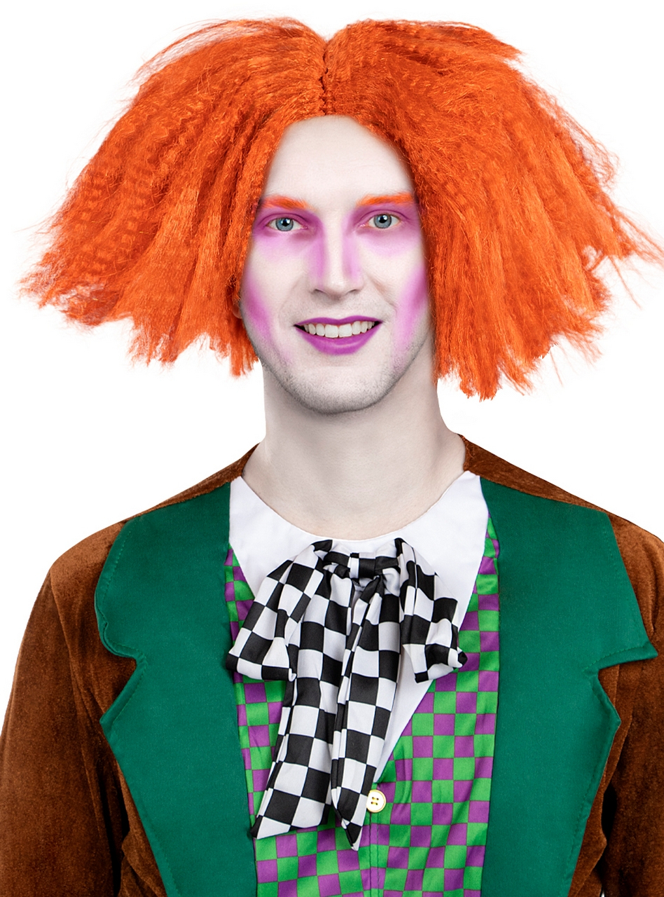 Doorgeslagen Professor Mad Hatter Pruik Oranje