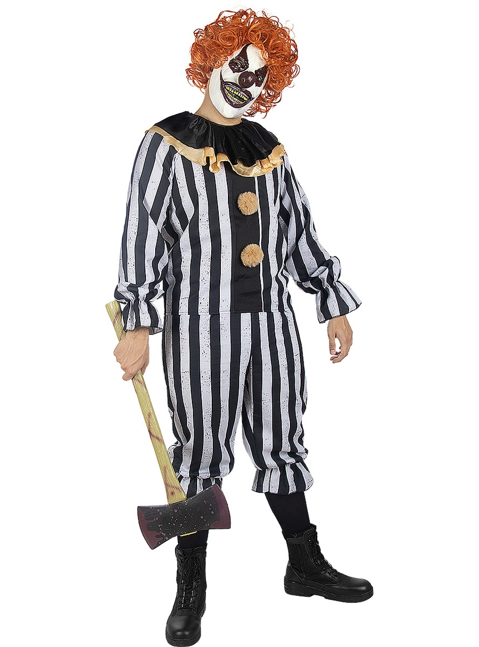 Ready To Strike Stripe Clown Man Kostuum