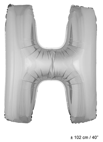 Folie Ballon Letter H Zilver XL 102cm (Leeg)