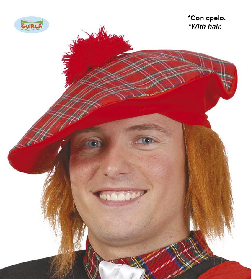 Schotse Tartan Baret Met Rood Haar