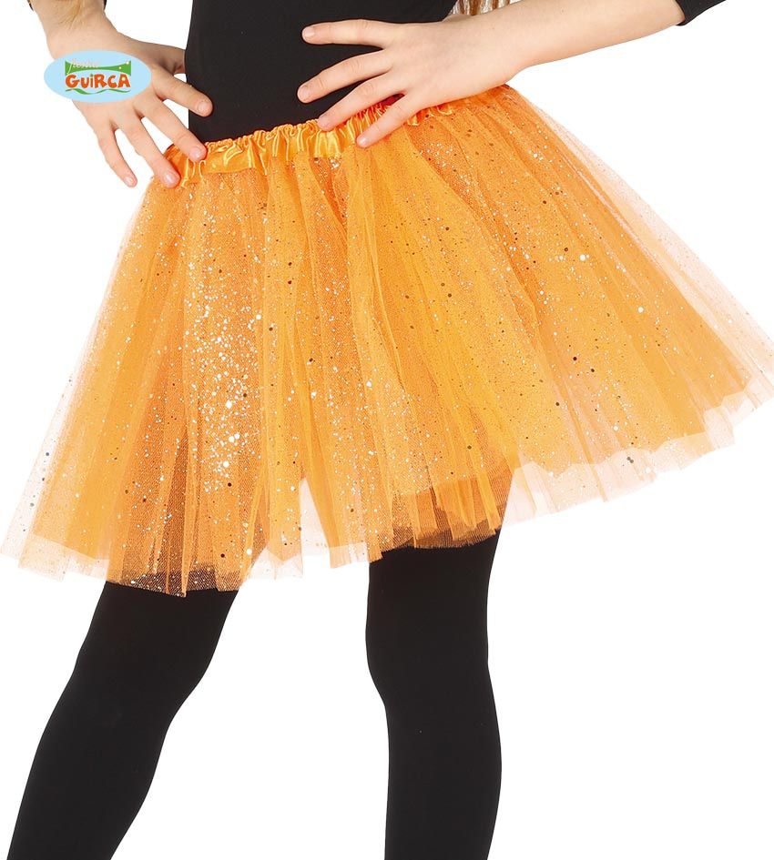 Oranje Tutu Met Glitter Regen Kind