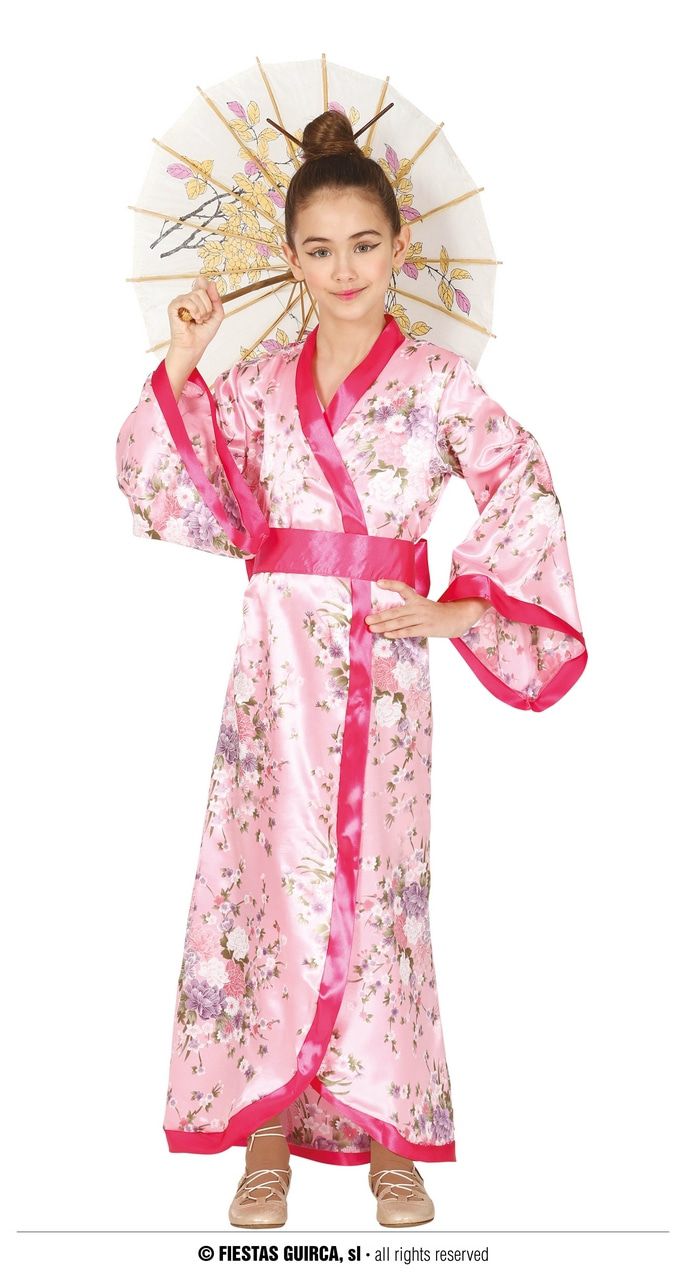 Roze Stijlvolle Kimono Meisje Kostuum