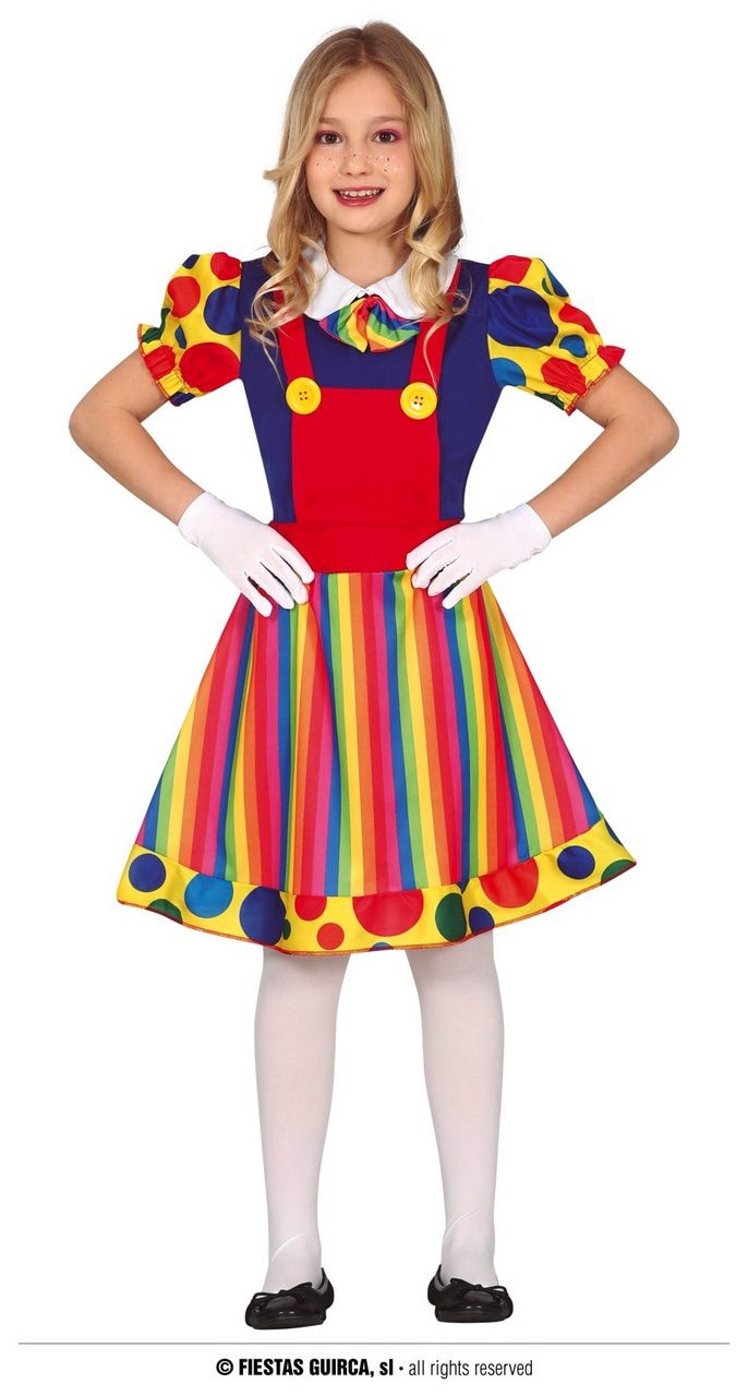 Vrolijke Gekleurde Blije Clown Meisje Kostuum