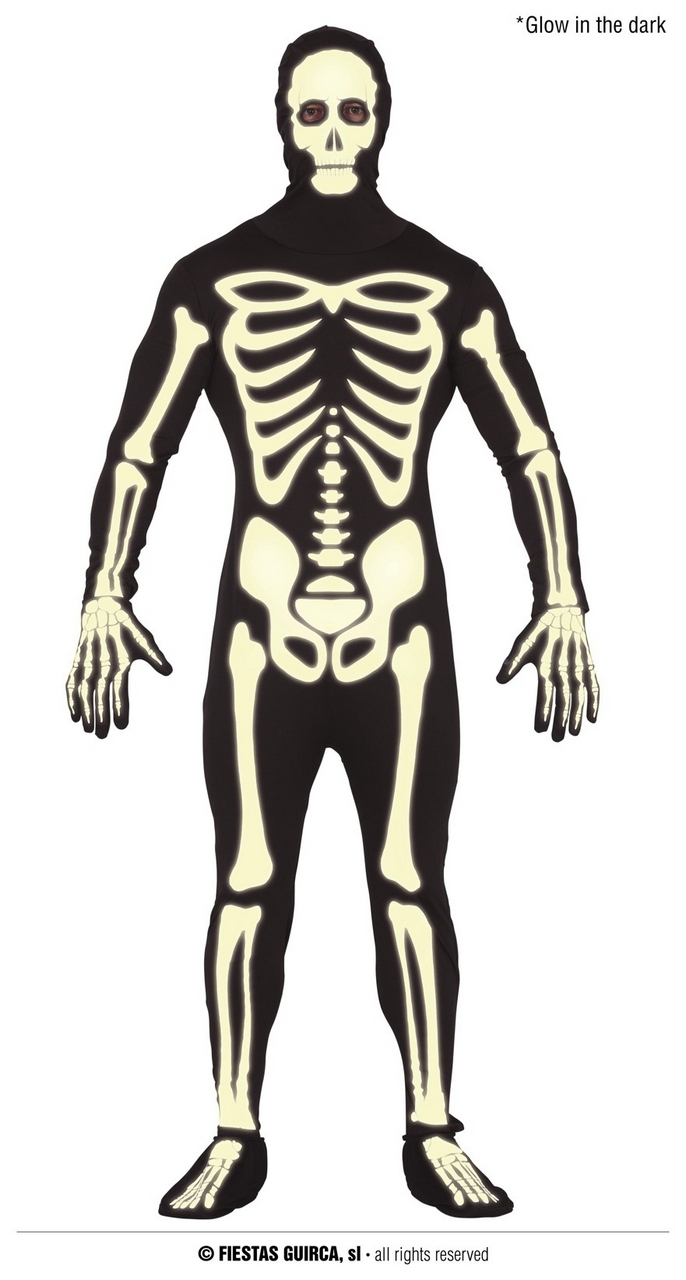 Dansend In De Nacht Fluorescerend Skelet Man Kostuum