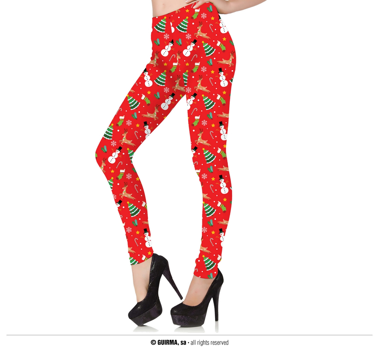 Legging Kerst Rood Met Print Vrouw