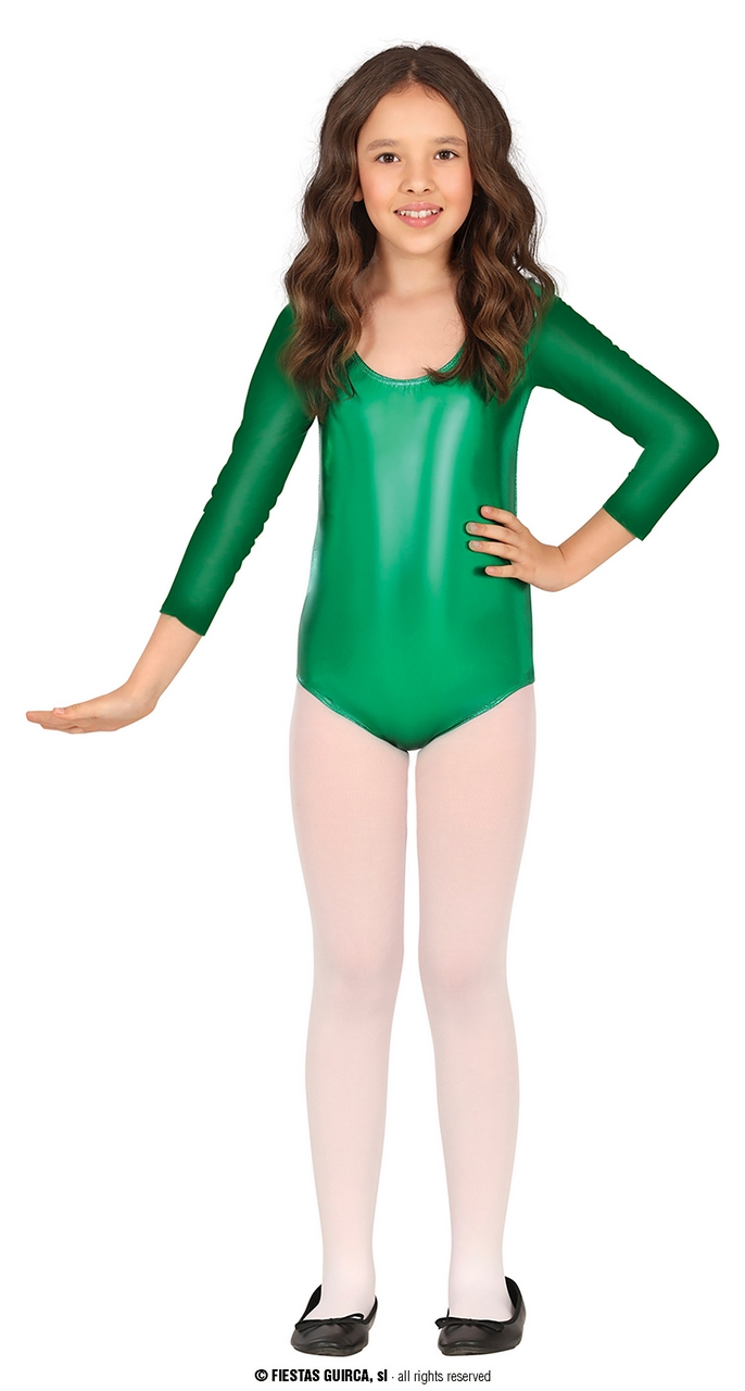 Turnen In Metallic Groen Bodysuit Kind Meisje Kostuum