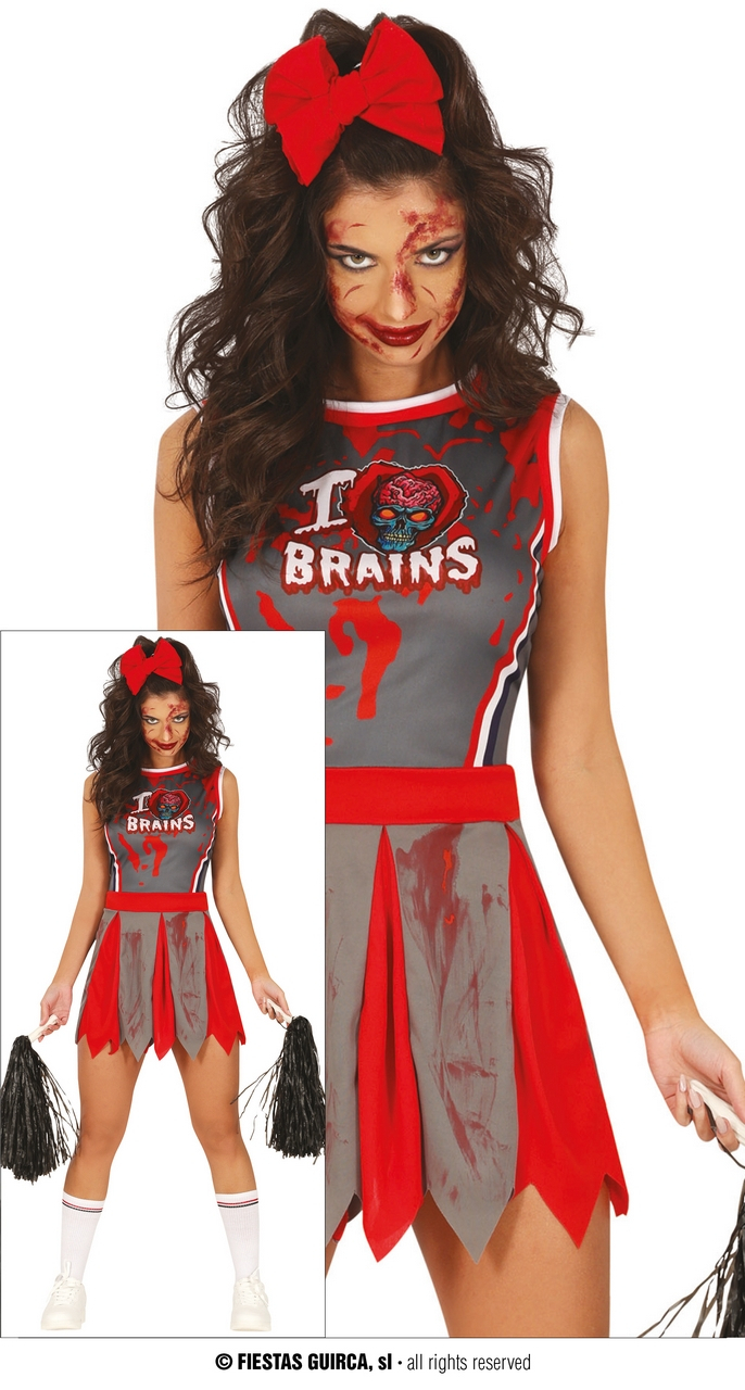 Populaire I Love Brains Cheerleader Zombie Ball Team Vrouw Kostuum