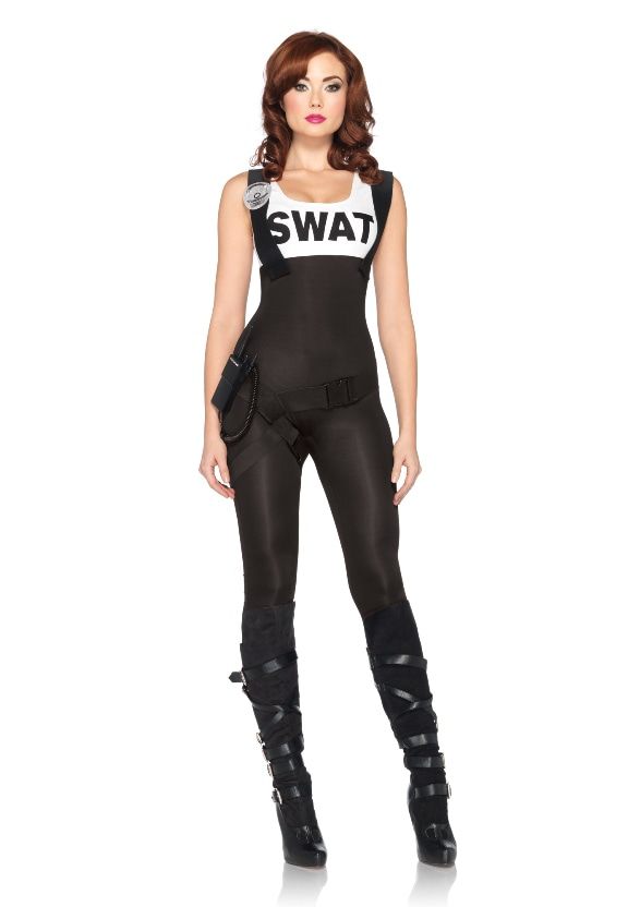 Sexy Swat Arrestatiedame Jumpsuit Vrouw Kostuum