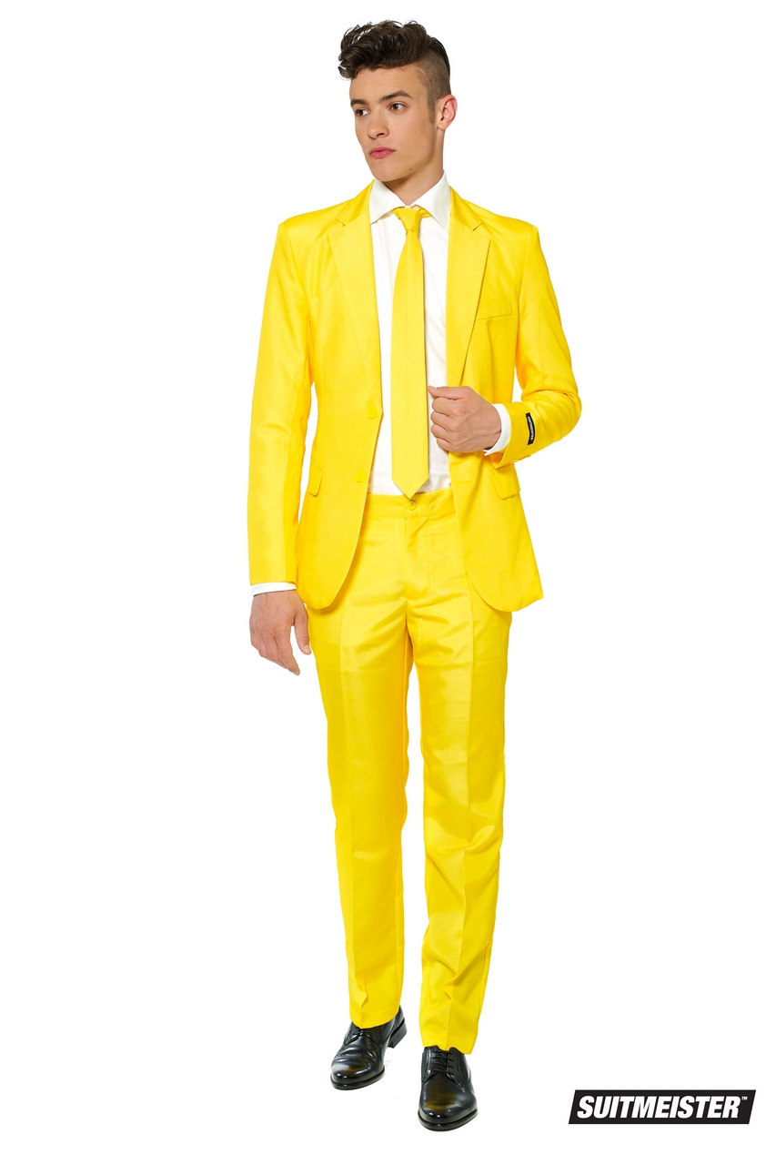 Helemaal Geel Solid Yellow Man Kostuum