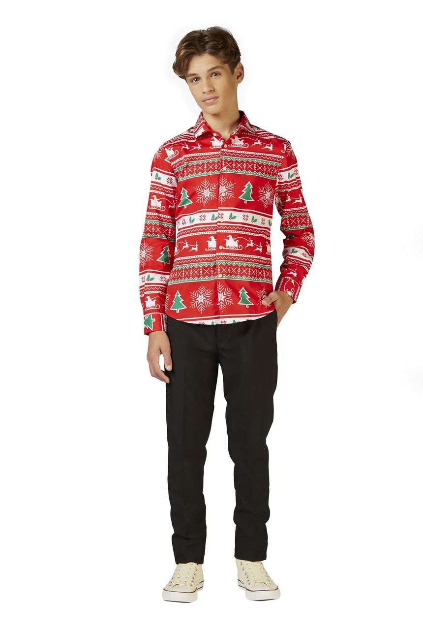 Rode Winter Wonderland Xmas Blouse Jongen