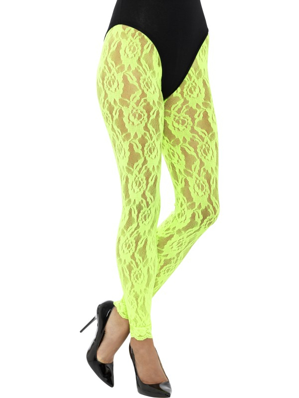 Kanten Jaren 80 Legging Neon Groen