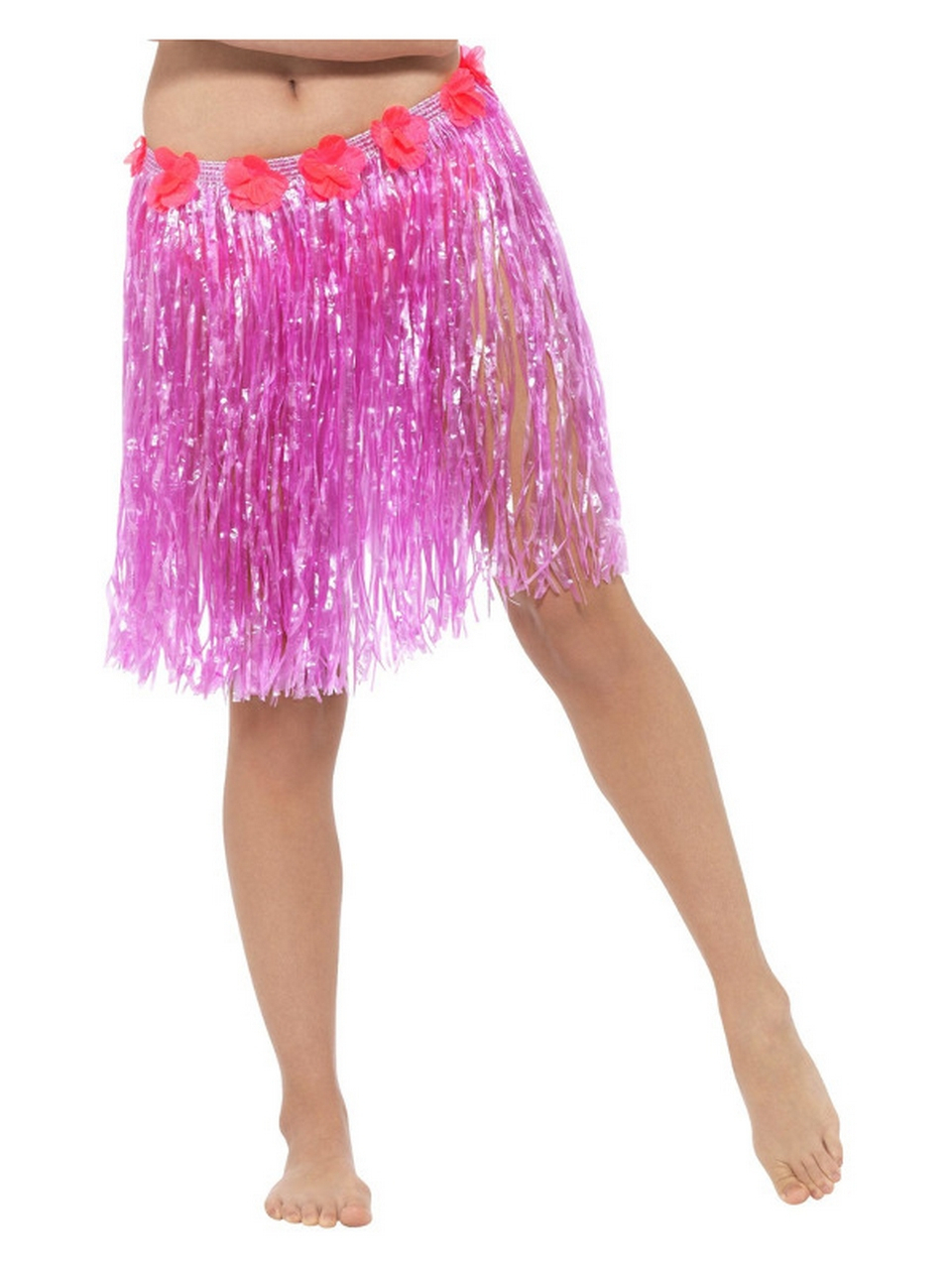 Hawaii Rok Hoelahoep Met Bloemen Neon Pink Vrouw