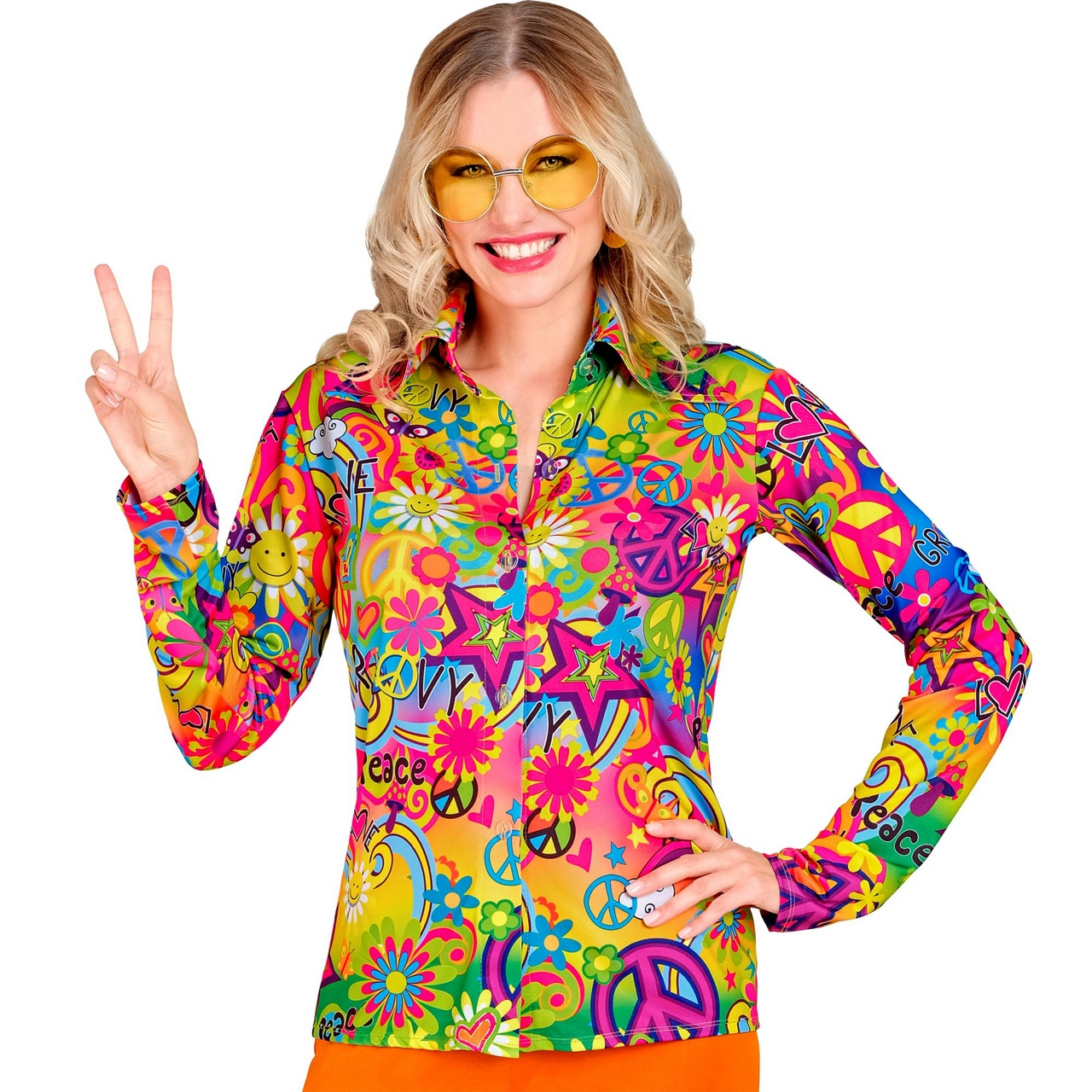 Super 60s Peace And Love Shirt Vrouw