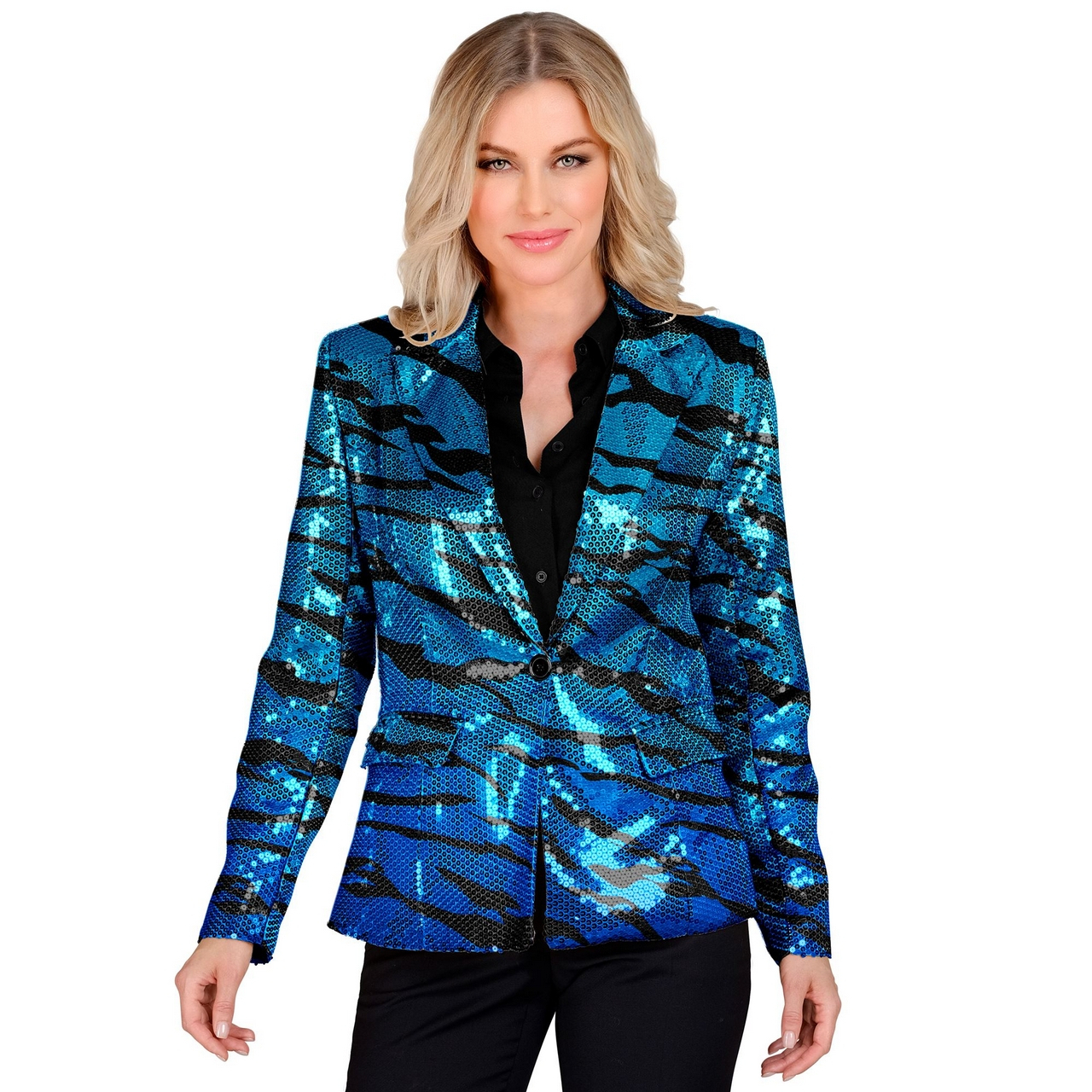 Pailletten Blazer Blue Wave Vrouw