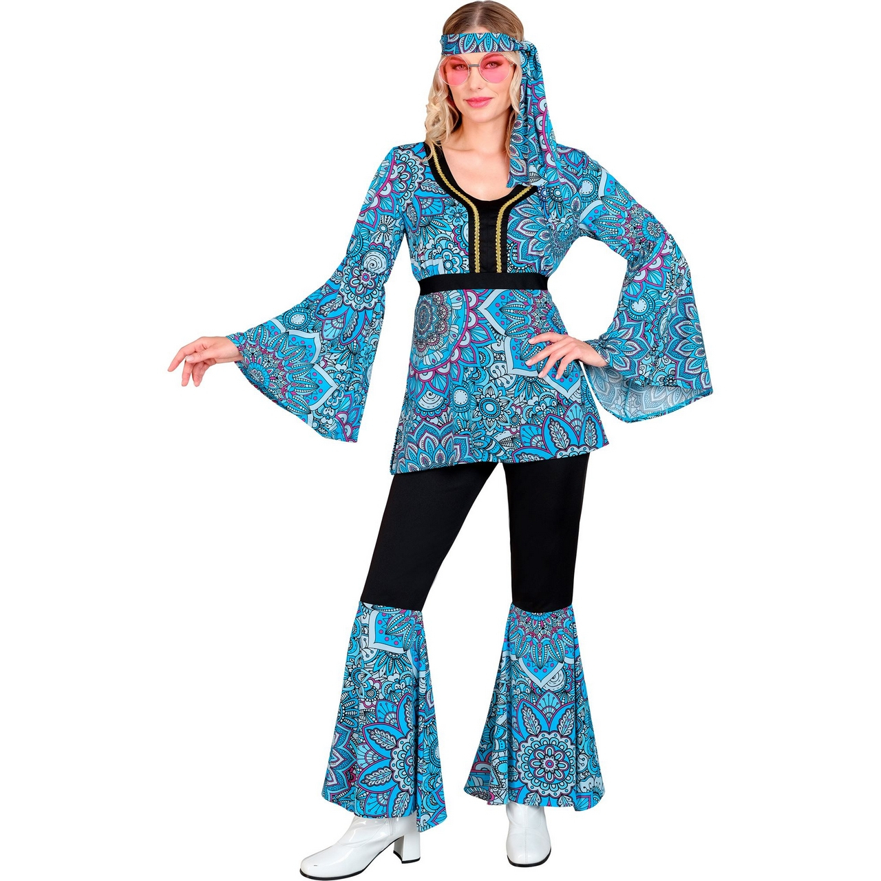 Mandala Dance Hippie Jaren 60 Blauw Vrouw Kostuum