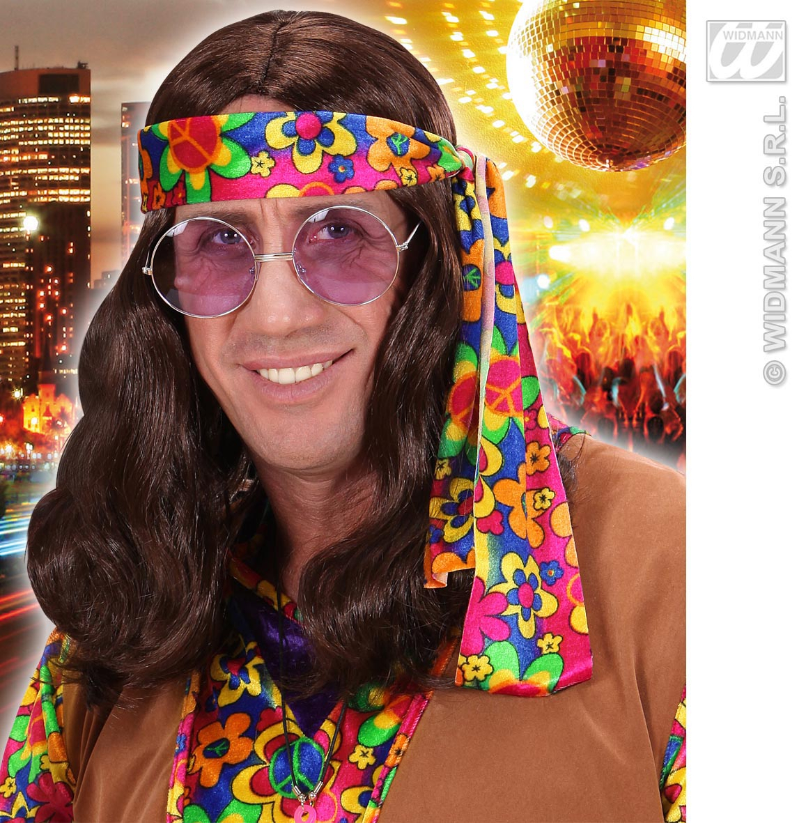 Pruik Hippie Lennon Bruin