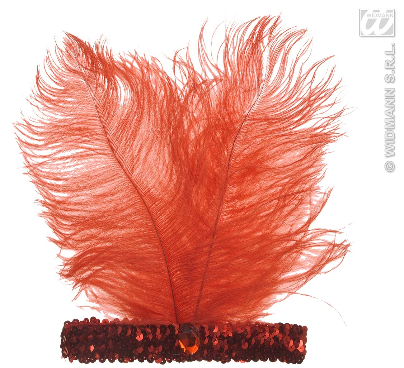 Hoofdband Rood Met Marabou En Edelsteen