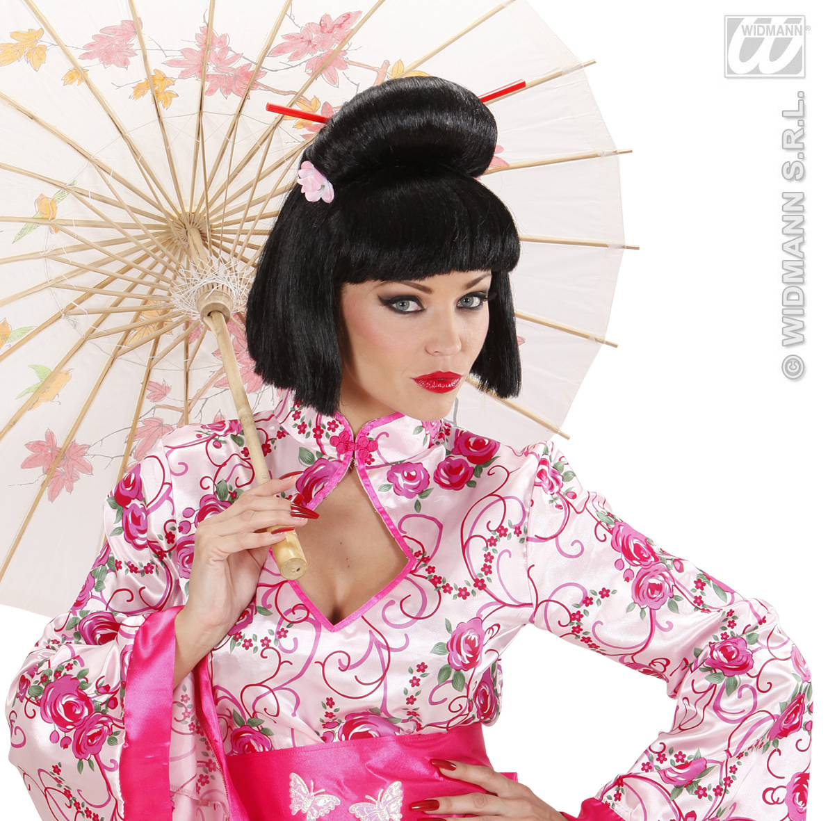 Pruik, Geisha Met Bloem En Chopsticks