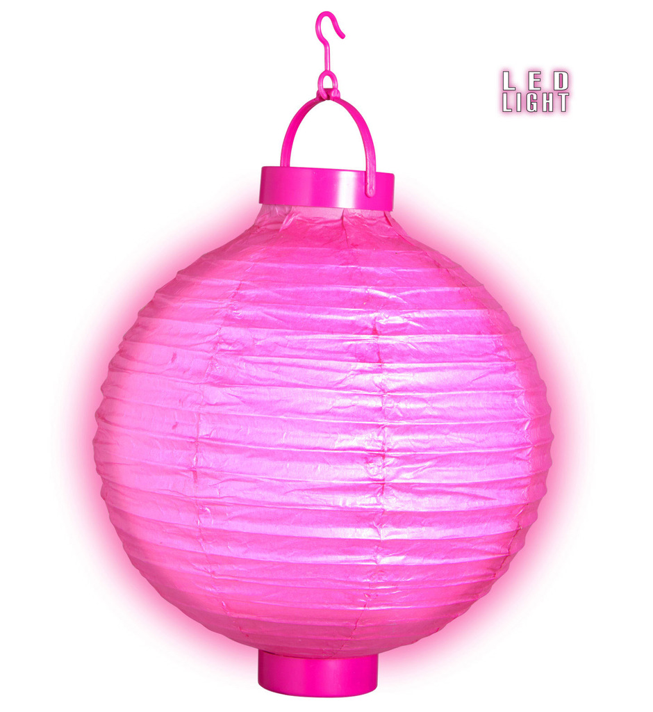 Feestelijke Lampion Met Licht 30 Centimeter Roze