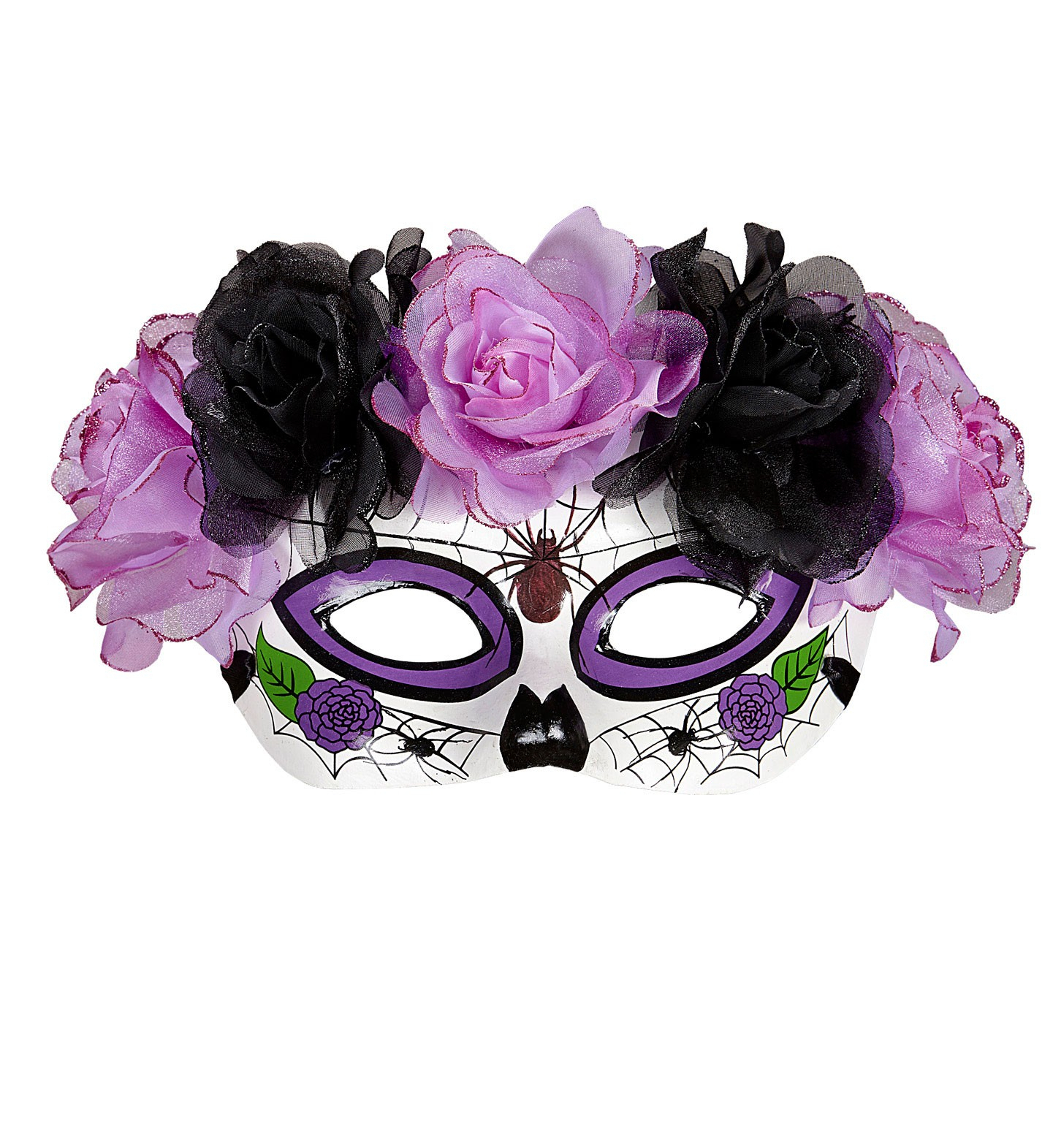 Acapulco Oogmasker Dia De Los Muertos Met Paars / Zwarte Rozen