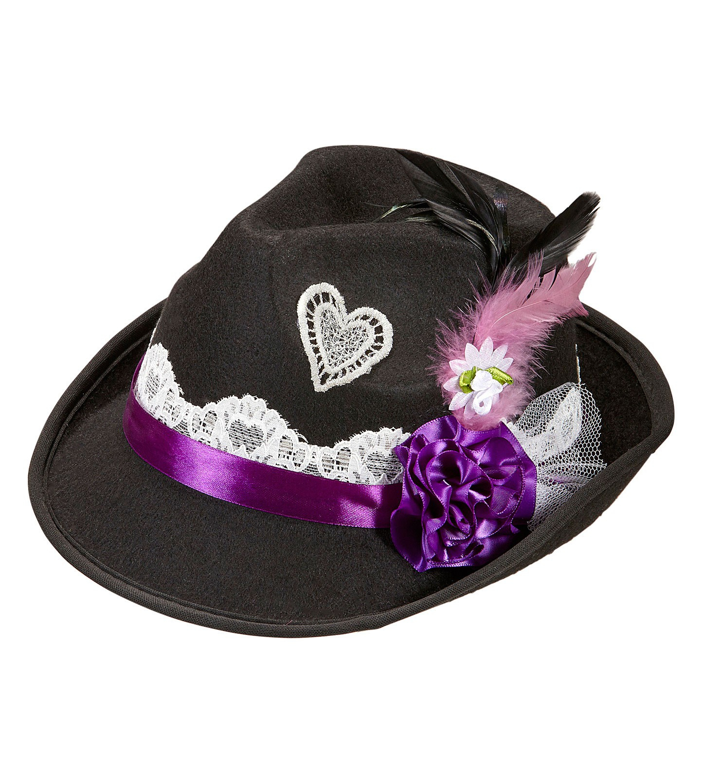 Zwarte Beierse Fedora Met Decoratie