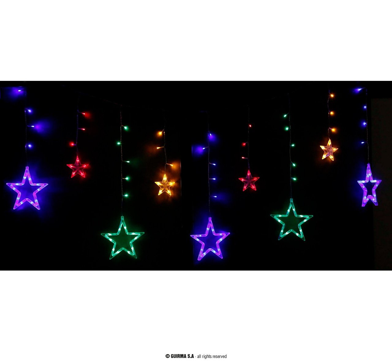 Vrolijk Lichtfestijn Gordijn 12 Sterren 138 Led Multicolor