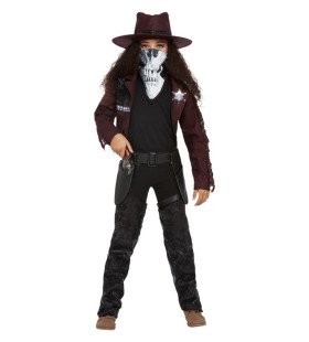 Luxe Cowboy Met Schedelmasker Meisje Kostuum