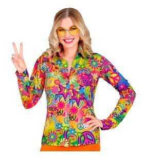 Super 60s Peace And Love Shirt Vrouw