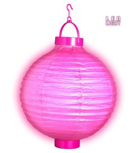 Feestelijke Lampion Met Licht 30 Centimeter Roze