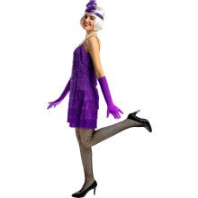 Jaren 20 Paarse Flapper Violetta Vrouw Kostuum