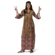 Lange Hippie Happening Jaren 60 Vrouw Kostuum