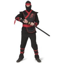 Rood Zwarte Ninja Strijder Vol Doodsverachting Man Kostuum