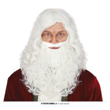 Basic Witte Pruik Met Grote Baard Kerstman Sinterklaas