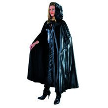 Glanzend Zwarte Cape Met Capuchon Vrouw