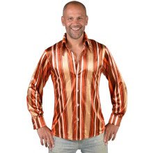 Typische Jaren 70 Bruin Gestreepte Blouse Man