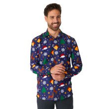 Christmas Iconen Blauw Blouse Man