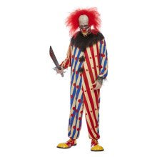 Gestreepte Enge Clown Man Kostuum