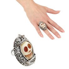 Horror Ring Zilver Met Witte Schedel