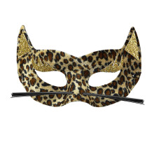 Sexy Oogmasker Fluweel Luipaard Met Gouden Glitters