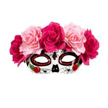 Acapulco Oogmasker Dia De Los Muertos Met Rode / Roze Rozen