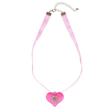 Hals Ketting Met Roze Hart En Edelweiss