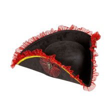 Rood-Zwart Luxe Tricorn Piraat