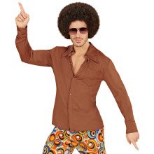 Groovy Garry 70s Heren Shirt, Bruin Man