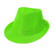 Neon Groene Fedora Hoed Met Pailletten