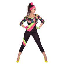 Spetterend Aerobic Neon 80s Kostuum Vrouw