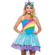 Wonderland Rainbow Unicorn Vrouw Kostuum